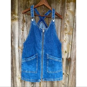 TOPSHOP moto jean denim zip up overall dress